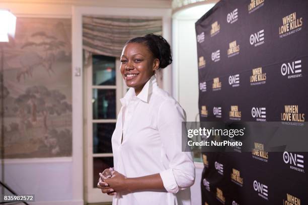 Ward 8 Commissioner Sharece Crawford, poses for a photo on the red carpet for TV One's DC Premiere of When Love Kills: The Falicia Blakely Story, at...