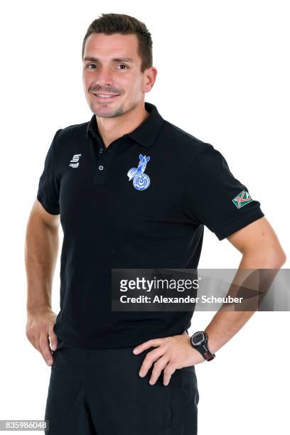 Christian Franz-Pohlmann of MSV Duisburg poses during the Allianz Frauen Bundesliga Club Tour at MSV Duisburg on August 17, 2017 in Duisburg, Germany.