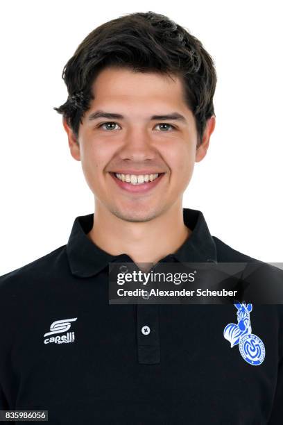 Robert Augustin of MSV Duisburg poses during the Allianz Frauen Bundesliga Club Tour at MSV Duisburg on August 17, 2017 in Duisburg, Germany.