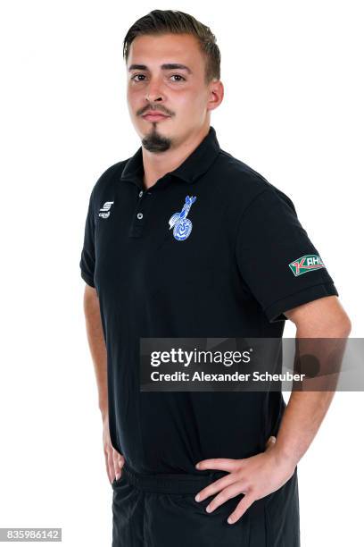 Marc Ernzer of MSV Duisburg poses during the Allianz Frauen Bundesliga Club Tour at MSV Duisburg on August 17, 2017 in Duisburg, Germany.