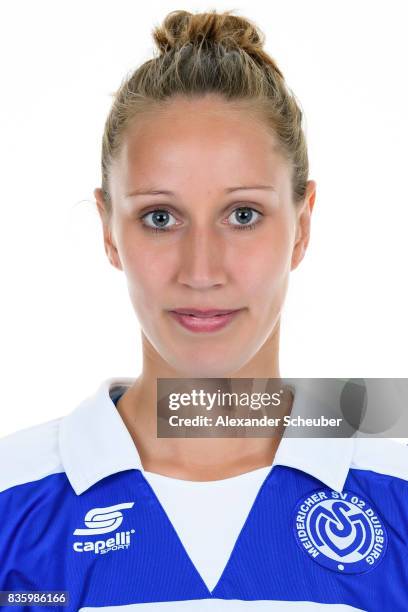 UDUISBURG, GERMANY Yvonne Zielinski of MSV Duisburg poses during the Allianz Frauen Bundesliga Club Tour at MSV Duisburg on August 17, 2017 in...