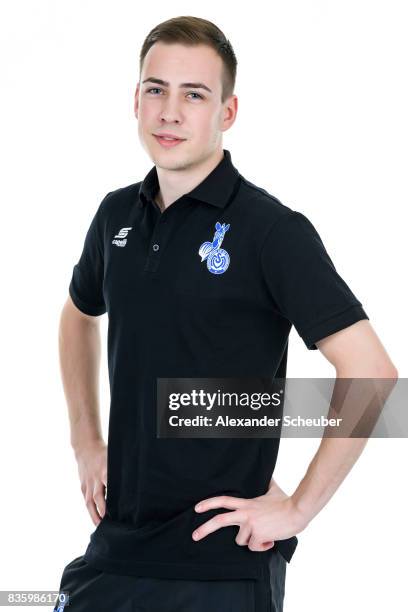 Timo Scheel of MSV Duisburg poses during the Allianz Frauen Bundesliga Club Tour at MSV Duisburg on August 17, 2017 in Duisburg, Germany.