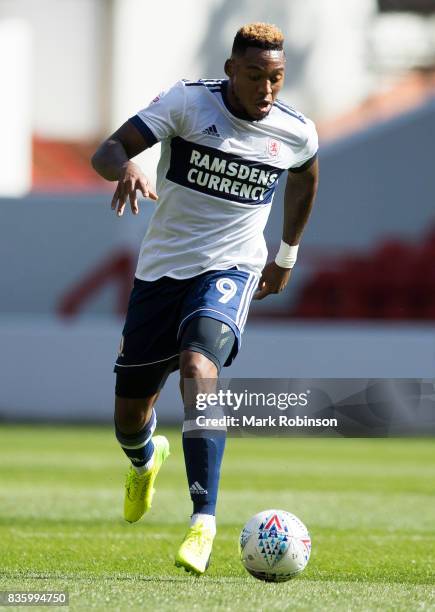 Britt Assombalonga of Middlesbrough during the Sky Bet Championship match between Nottingham Forest and Middlesbrough at City Ground on August 19,...