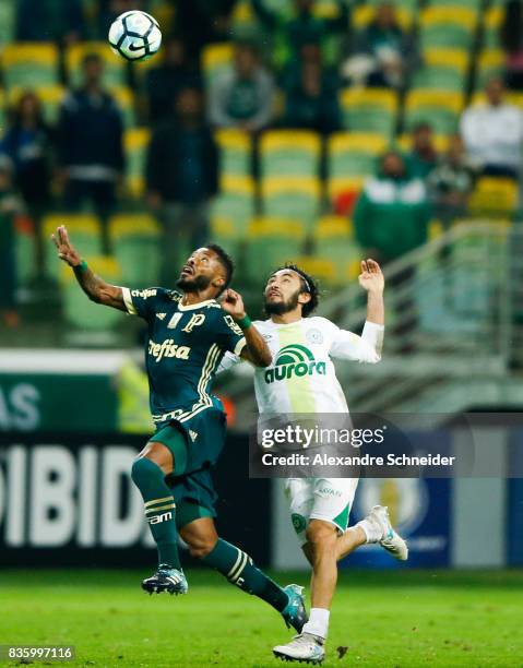 Michel Bastos of Palmeiras and Apodi of Chapecoense in action during the match between Palmeiras and Chapecoense for the Brasileirao Series A 2017 at...