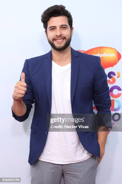 David Anguiano poses for pictures during the Kids Choice Awards Mexico 2017 Orange Carpet at Auditorio Nacional on August 19, 2017 in Mexico City,...