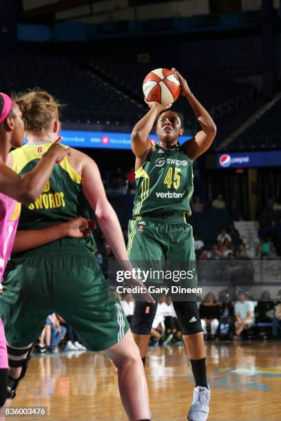 Noelle Quinn of the Seattle Storm shoots the ball against the Chicago Sky on August 20, 2017 at Allstate Arena in Rosemont, IL. NOTE TO USER: User...