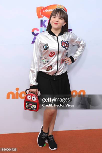 Ivanna Perez poses for pictrues during the Kids Choice Awards Mexico 2017 Orange Carpet at Auditorio Nacional on August 19, 2017 in Mexico City,...