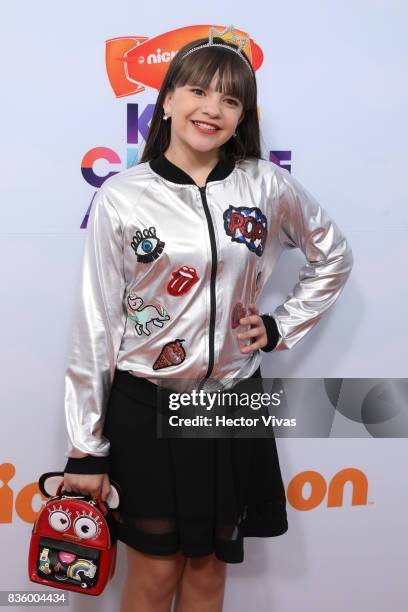 Ivanna Perez poses for pictrues during the Kids Choice Awards Mexico 2017 Orange Carpet at Auditorio Nacional on August 19, 2017 in Mexico City,...