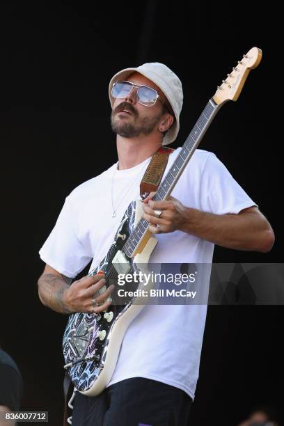 Jason Sechrist of the band Portugal. The Man performs at the Radio 104.5 Summer Block Party August 20 , 2017 in Philadelphia, Pennsylvania