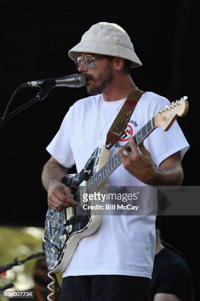 Jason Sechrist of the band Portugal. The Man performs at the Radio 104.5 Summer Block Party August 20 , 2017 in Philadelphia, Pennsylvania