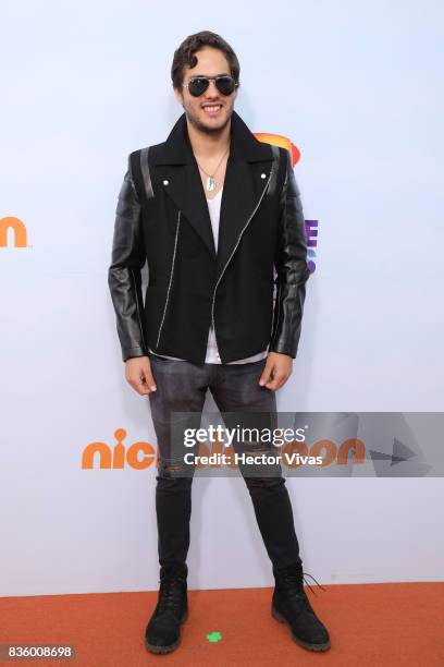 Marco Leon poses for pictures during the Kids Choice Awards Mexico 2017 Orange Carpet at Auditorio Nacional on August 19, 2017 in Mexico City, Mexico.