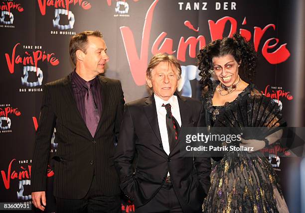 Roman Polanski and Art-Director Cornelius Baltus arrive at the Premiere of the musical 'Dance Of The Vampires' at Metronom - Theatre on November 7,...