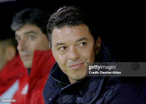 Marcelo Gallardo coach of River Plate looks on during a match between River Plate and Instituto as part of round 16 of Copa Argentina 2017 at Jose...