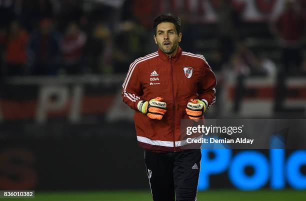 German Lux of River Plate warms up prior to a match between River Plate and Instituto as part of round 16 of Copa Argentina 2017 at Jose Maria...