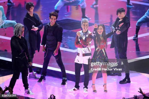 Urband 5, Mario Bautista and Caeli perform during the Nickelodeon Kids' Choice Awards Mexico 2017 at Auditorio Nacional on August 19, 2017 in Mexico...