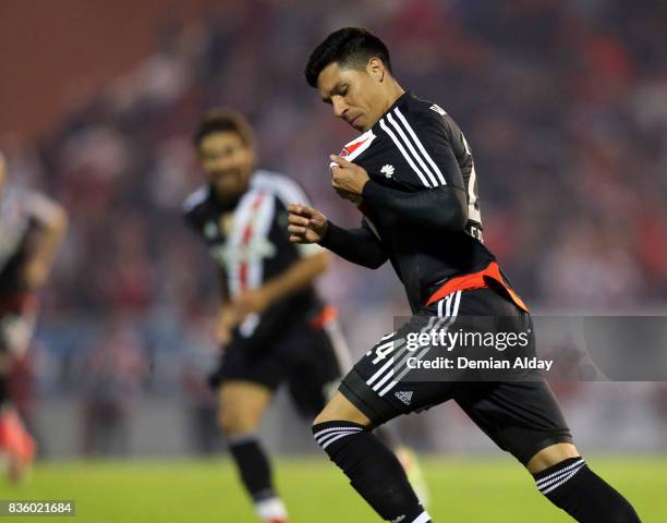 Enzo Perez of River Plate celebrates after scoring the second goal of his team during a match between River Plate and Instituto as part of round 16...