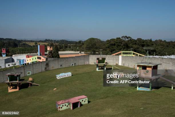 General view of the Great Apes Project , a sanctuary for apes in Sorocaba, some 100km west of Sao Paulo, Brazil, on July 28, 2017. / AFP PHOTO /...
