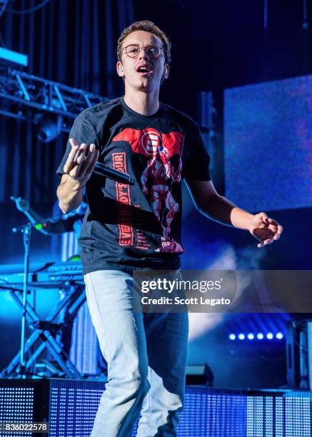 Rapper Logic performs in support of the Everybody's Tour at Meadow Brook Music Festival on August 20, 2017 in Rochester, Michigan.
