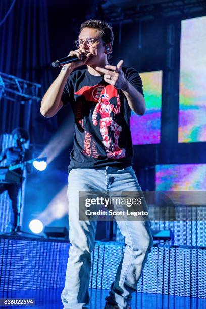 Rapper Logic performs in support of the Everybody's Tour at Meadow Brook Music Festival on August 20, 2017 in Rochester, Michigan.