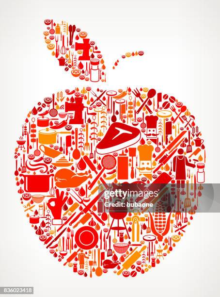 apple cooking and food vector icon pattern - honey crisp apple stock illustrations