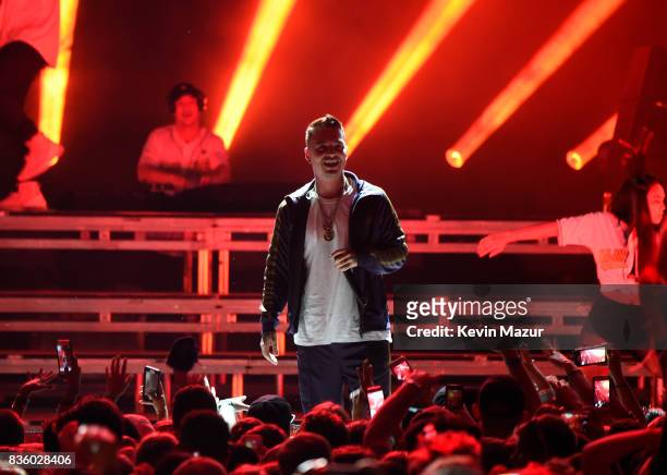 Balvin performs with Major Lazer during Day Two of 2017 Billboard Hot 100 Festival at Northwell Health at Jones Beach Theater on August 20, 2017 in...