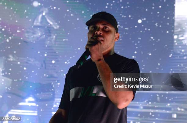 Walshy Fire of the band Major Lazer performs during Day Two of 2017 Billboard Hot 100 Festival at Northwell Health at Jones Beach Theater on August...