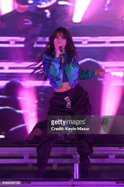 Camila Cabello performs with Major Lazer during Day Two of 2017 Billboard Hot 100 Festival at Northwell Health at Jones Beach Theater on August 20,...