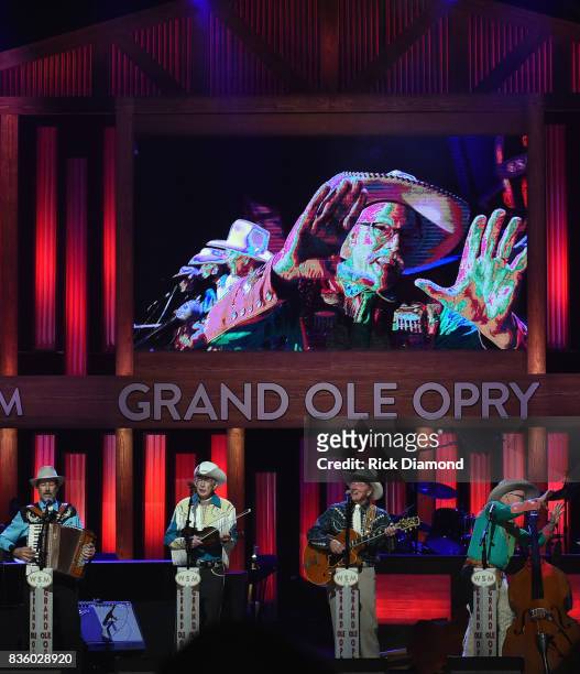 Riders in the Sky perform during Grand Ole Opry Total Eclipse 2017 Special Sunday Night Show at Grand Ole Opry House on August 20, 2017 in Nashville,...
