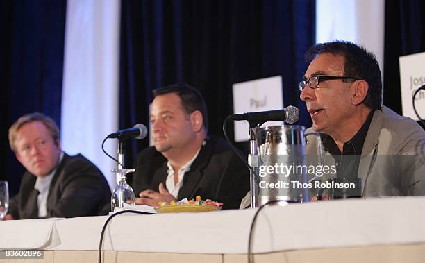 Paul Hanson, Joseph D. Chianese, and Mark Amin attend the 2008 AFM - AFM Finance Conference: Film Financing During A Credit Crisis held at the...