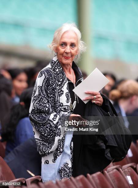 Marie 'Midge' Cuthbert, the twin sister of Betty Cuthbert, arrives during a State Memorial service for Betty Cuthbert at Sydney Cricket Ground on...