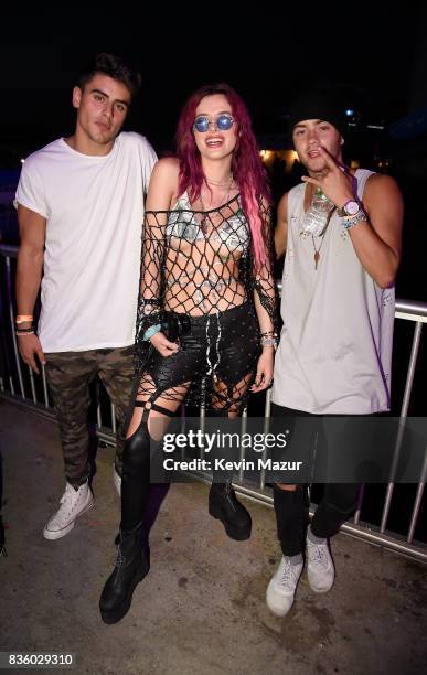 Jack Gilinsky of Jack & Jack, Bella Thorne and Jack Johnson of Jack & Jack pose for a photo together during Day Two of 2017 Billboard Hot 100...