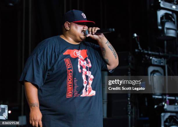 Rapper Big Lenbo performs in support of the Everybody's Tour at Meadow Brook Music Festival on August 20, 2017 in Rochester, Michigan.