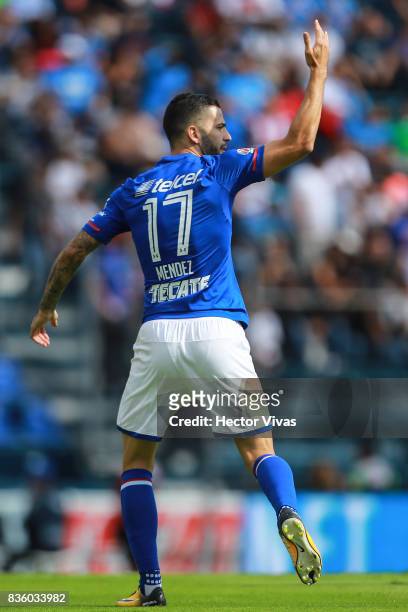 Edgar Mendez of Cruz Azul celebrates after scoring the first goal of his team during the fifth round match between Cruz Azul and Atlas as part of the...