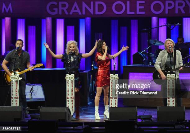 Little Big Town L/R: Jimi Westbrook, Kimberly Schlapman, Karen Fairchild and Phillip Sweet perform during Grand Ole Opry Total Eclipse 2017 Special...