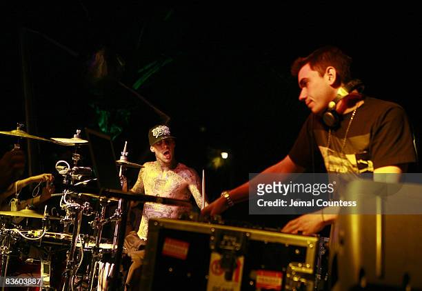 Travis Barker and DJ AM at Social Miami at the Sagamore Hotel presented by Heineken Premium Light