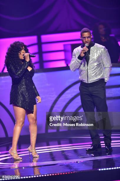 Singers Shanice and Tony Terry onstage at the 2017 Black Music Honors at Tennessee Performing Arts Center on August 18, 2017 in Nashville, Tennessee.