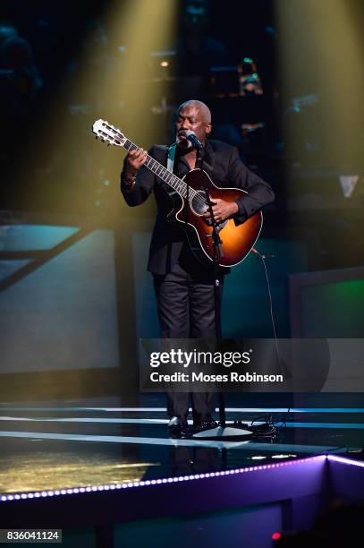 Singer-songwriter Jonathan Butler performs onstage at the 2017 Black Music Honors at Tennessee Performing Arts Center on August 18, 2017 in...