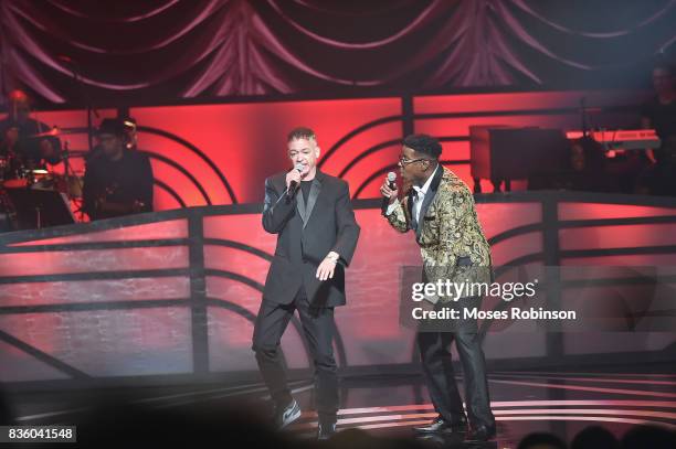 Christopher Reid and Christopher Martin of Kid N Play performs onstage at the 2017 Black Music Honors at Tennessee Performing Arts Center on August...