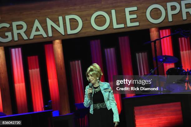 Singer/Songwriter & 50 year member of The Opry Jeannie Seely performs during Grand Ole Opry Total Eclipse 2017 Special Sunday Night Show at Grand Ole...