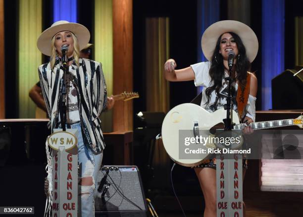 The Sisterhood are Ruby Stewart and Alyssa Bonagura make their debut during Grand Ole Opry Total Eclipse 2017 Special Sunday Night Show at Grand Ole...