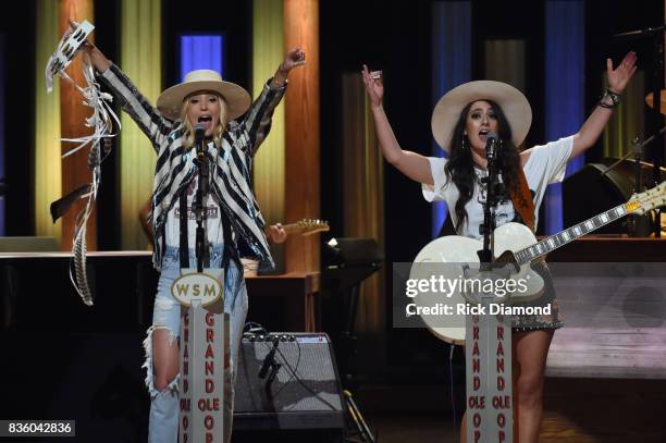 The Sisterhood are Ruby Stewart and Alyssa Bonagura make their debut during Grand Ole Opry Total Eclipse 2017 Special Sunday Night Show at Grand Ole...