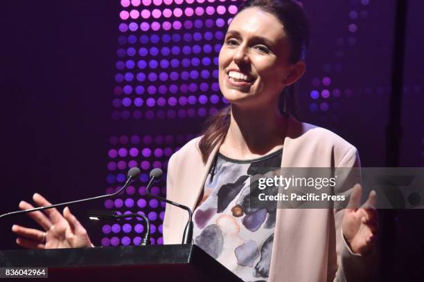 Labor Party leader Jacinda Ardern makes speech during the official campaign launch at Auckland Town Hall , New Zealand on Aug 20, 2017. Jacinda...