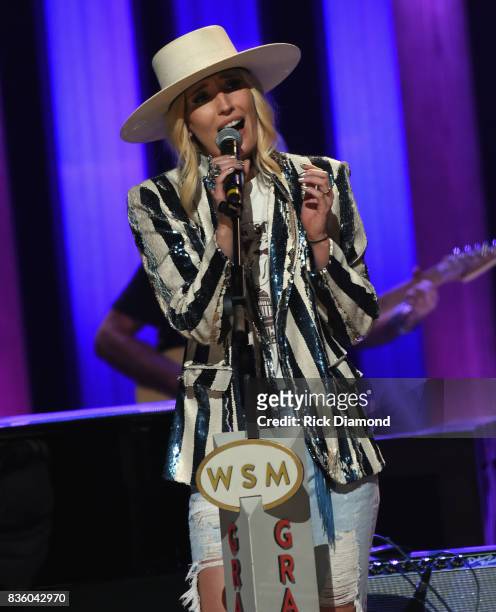 The Sisterhood" band member Ruby Stewart makes her debut during Grand Ole Opry Total Eclipse 2017 Special Sunday Night Show at Grand Ole Opry House...