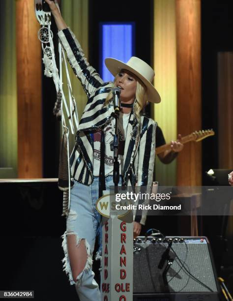 The Sisterhood" band member Ruby Stewart makes her debut during Grand Ole Opry Total Eclipse 2017 Special Sunday Night Show at Grand Ole Opry House...