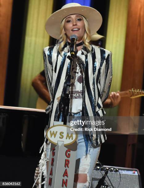 The Sisterhood" band member Ruby Stewart makes her debut during Grand Ole Opry Total Eclipse 2017 Special Sunday Night Show at Grand Ole Opry House...