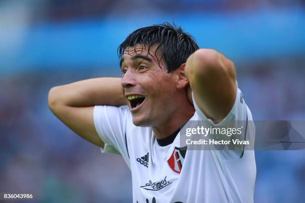 Gustavo Alustiza of Atlas reacts during the fifth round match between Cruz Azul and Atlas as part of the Torneo Apertura 2017 Liga MX at Azul Stadium...