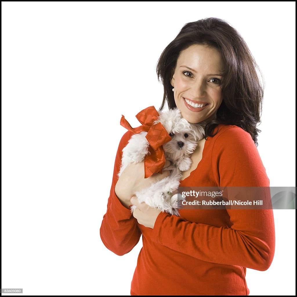 Woman and puppy
