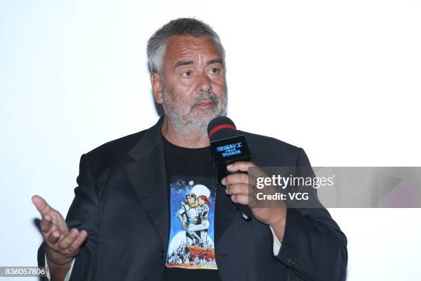 French director Luc Besson promotes his film "Valerian and the City of a Thousand Planets" on August 20, 2017 in Beijing, China.