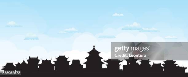 beijing (alle gebäude sind getrennt und vollständig) - himmelstempel stock-grafiken, -clipart, -cartoons und -symbole