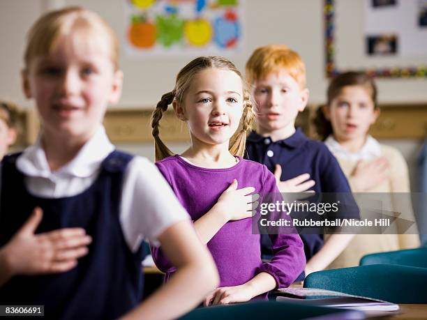 children at school - pledge of allegiance stock pictures, royalty-free photos & images